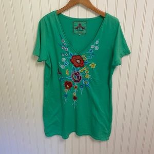 Johnny Was Tunic or Dress. Green with Embroidery.